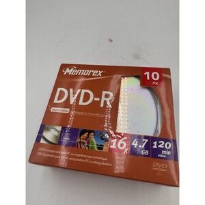 DVD - R Memorex 16X 4.7GB 120Min 10PK Jewel Cases New Unopened